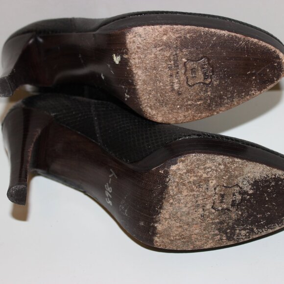 Stuart Weitzman Black Snake Embossed Reptile High Heel Ankle Booties Size 9M - Picture 9 of 12